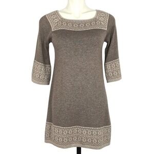 Temptation Women's Dress Cream Taupe Jacquard Knit Acrylic Wool Blend Size S